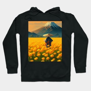 Journey To Mount Fuji - Samurai and Wildflower Impressionism Hoodie